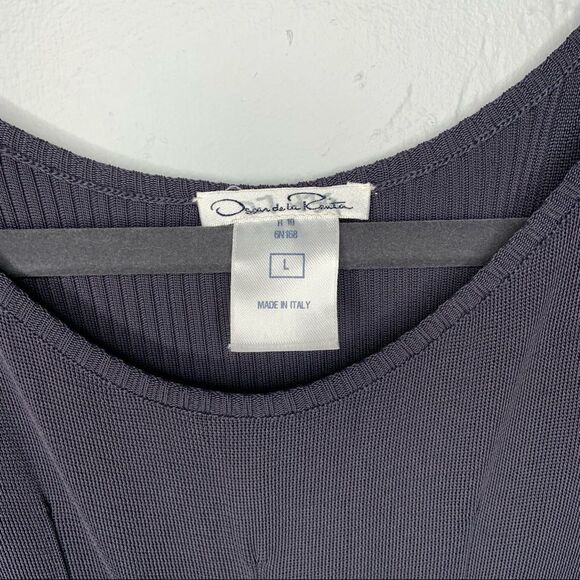 Sz Large Oscar De La Renta Navy Drop Waist Dress - Picture 3 of 11